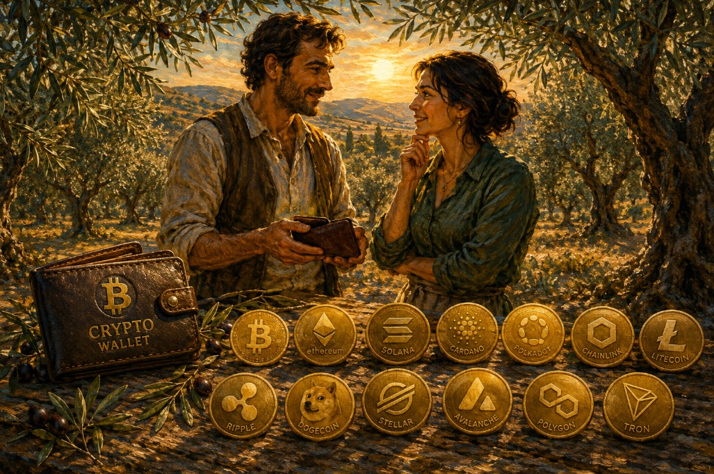 Zeytinlikteki iki kişi, kripto cüzdanı ve 13 coin
